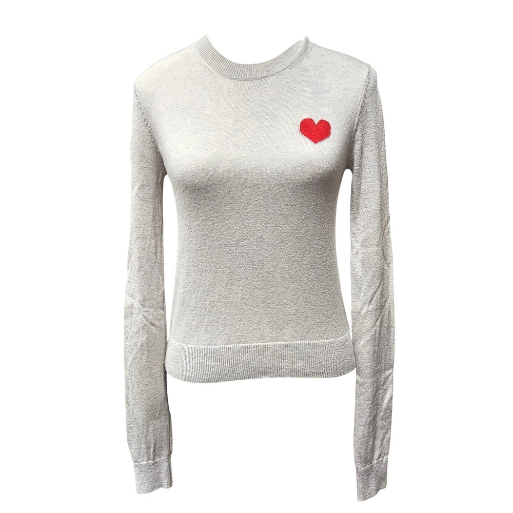 Sunday Best Aritzia Grey Wool Alpaca Heart Knit Sweater XS MEW2-3560LF-48